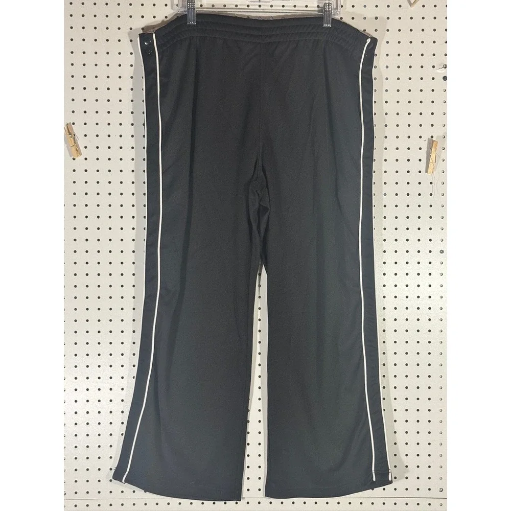 Finish Line Mens XL Black Track Pants White Side Stripe Snap Ankle Athletic XL